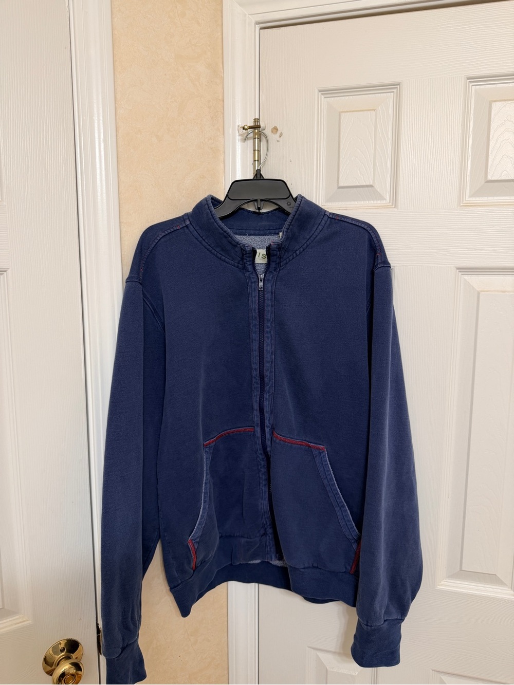 Orvis Navy Zip Bomber Jacket with Red Trim